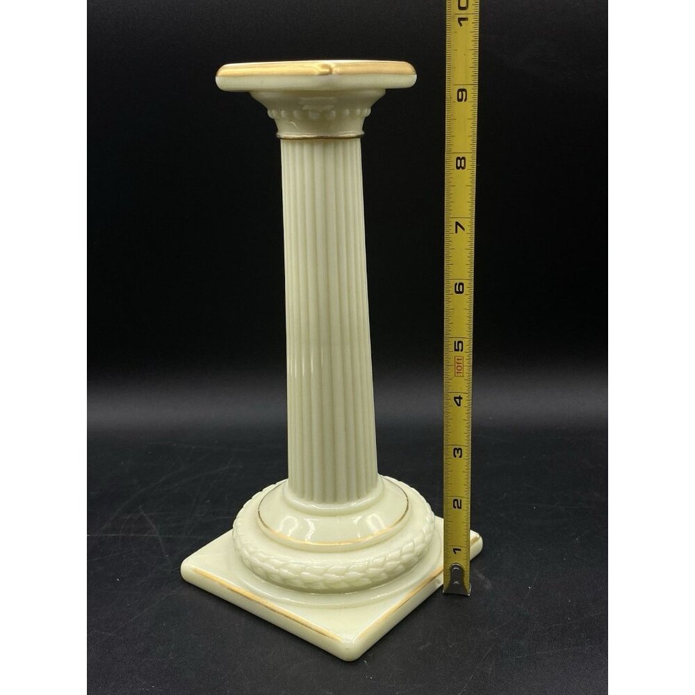 Cambridge Glass 9.5" Doric Column Candlestick Ivory Uranium Glows No. 65 Single - Picture 7 of 16